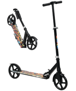 AIYAPLAY Kids Scooter, Foldable Kick Scooter w/ Adjustable Handlebar, Black