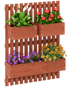 Outsunny Wooden Garden Planters with Trellis Wall-mounted Raised Garden Bed