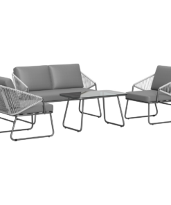Outsunny 4 Piece Rattan Garden Furniture Set with Cushions, Grey