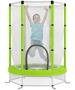 Pink Bouncy Jump Pad with Safety Net for Outdoor Fun & Indoor Play
