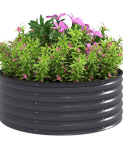 Outsunny Galvanised Planter with Gloves, 120 x 120 x 43cm