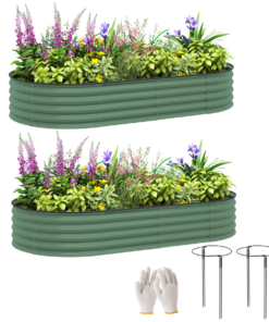 Two-Piece Garden Raised Planters - Galvanised Steel, Outdoor Ready