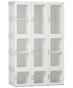 HOMCOM Portable Wardrobe, Clothes Organiser with Hanging Rods, White
