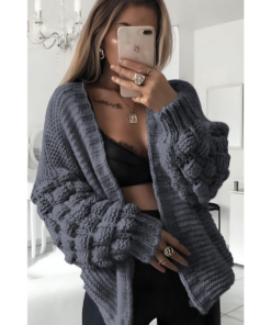 Bubble Sleeves Stylish Knitted Cardigan