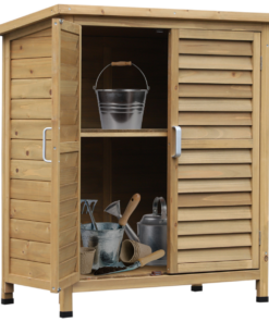 Garden Storage Unit Solid Fir Wood Garage Organisation Sturdy Cabinet Outdoor