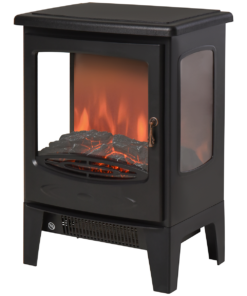 1800W Tempered Glass Electric Fireplace Heater Black