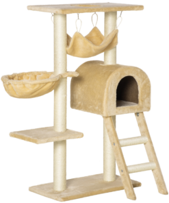Cat Tree for Indoor Cats Scratching Post w/ Hammock House Bed Basket Pawhut