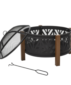 2-in-1 Outdoor Fire Pit with Grill Grate and 30-inch Spark Screen