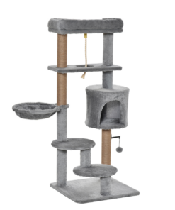 Cat Tree Tower w/ Scratching Post Hammock Hanging Ball Condo Teasing Rope