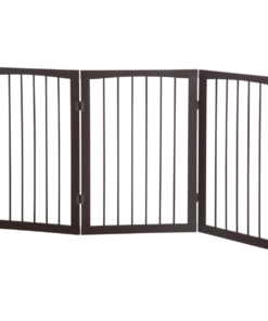 Folding Pet Gate Dog Fence Child Safety Indoor Durable Free Standing Pine Wood