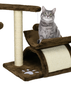 Cat Tree Plush Scratcher Kitty Activity Play Center Top Bar Tunnel Dangling Ball
