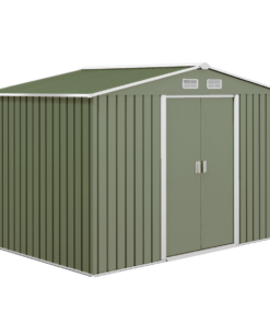 9x6FT Green Metal Storage Shed w/ Foundation, Vent & Sliding Double Doors