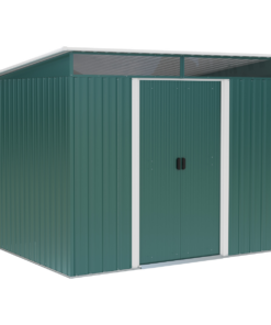 260x194x200cm Green Metal Garden Shed with Vent & Sloped Roof, Sliding Doors