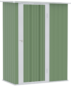 Green Garden Storage Shed with Sloped Roof, Lockable Door 142x84x189cm
