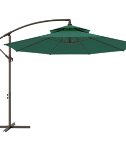 2.7m Green Cantilever Banana Parasol Crank Handle Double Tier Umbrella
