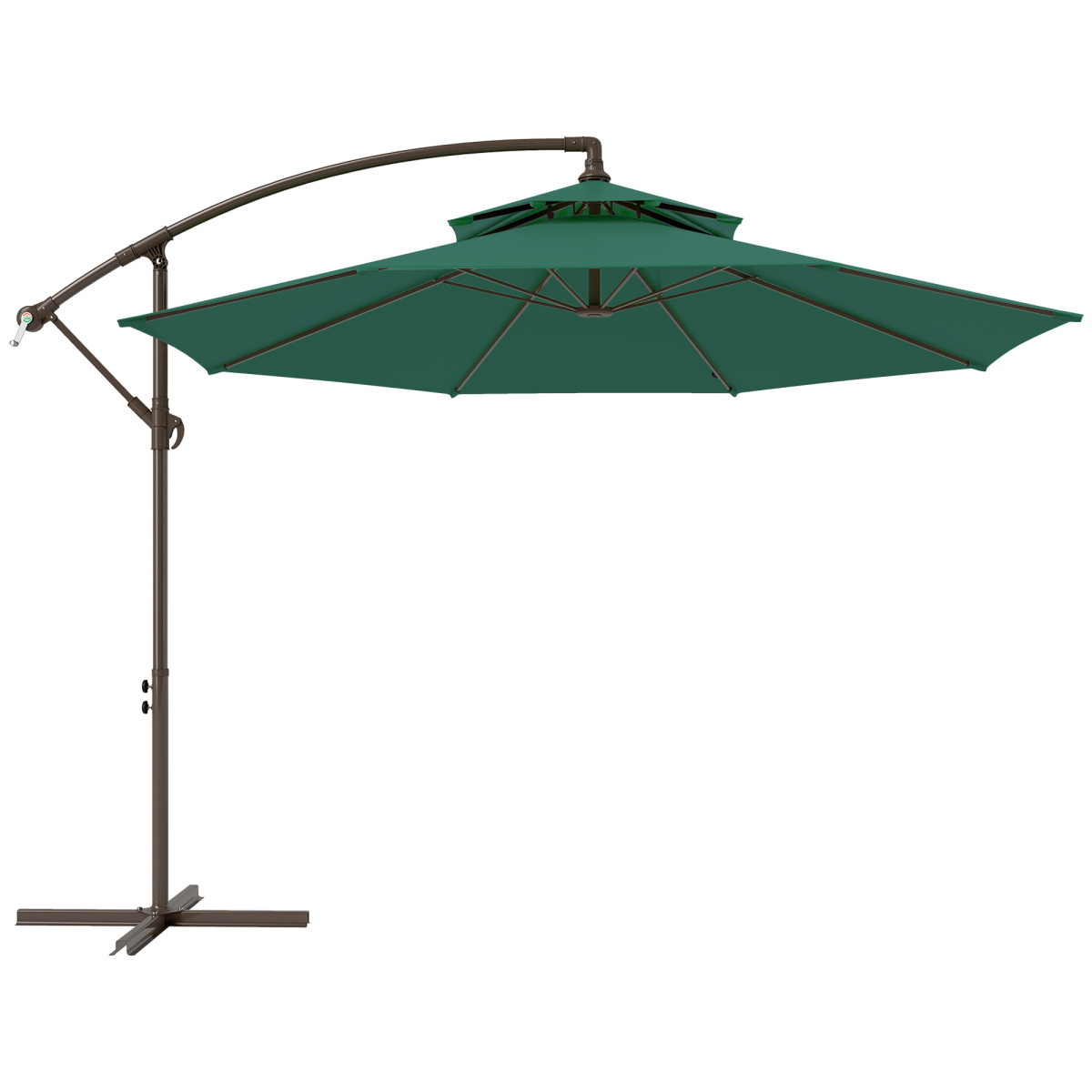 2.7m Green Cantilever Banana Parasol Crank Handle Double Tier Umbrella