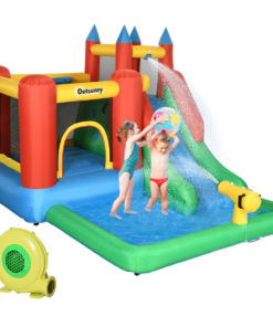 Kids Bouncy Castle w/ Slide Water Pool Climbing Wall & Trampoline