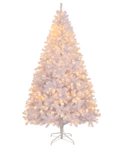 6 FT Artificial Christmas Tree with DIY 100 Warm Lights Battery Operated, 800 Branch Tips and Sturdy Metal Stand, White