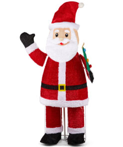 6FT Lighted Santa Christmas Yard Decorations, Pre-lit Pull Up Santa Waving Hand with 180 LED Warm White Lights and Ropes Stakes for Xmas Outdoor Holiday Indoor Decor Lighted Holiday Displays