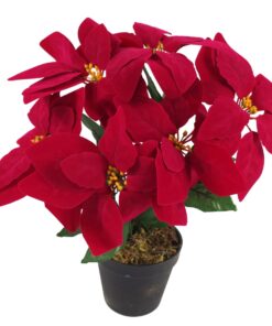 Artificial Christmas Xmas Red Poinsettia 40cm Potted Houseplant