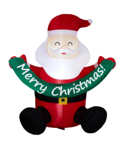 1.75M Lighted Christmas Inflatable Decoration, Inflatable Santa Claus Holding Banner, Funny Blow Up Yard Decorations with Built-in LED Lights for Holiday Party Front Yard Lawn Garden Decor