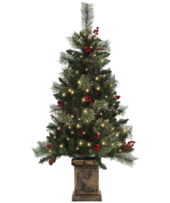 HOMCOM 1.2m Prelit Christmas Tree with 100 Warm White LED Lights and 8 Modes