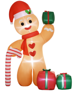 Outsunny 8FT Christmas Blow Up Gingerbread Man with Candy Cane for Party